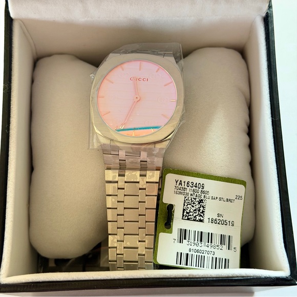 Gucci 25H Pink Silver Watch YA163410 Women's Size 38 - Picture 12 of 15